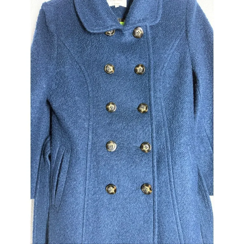 NWT Laundry by Shelli Segal Wool Blend Blue Sz 6 Belted Double Breasted Jacket